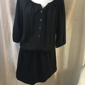EXPRESS Black Button Up 3/4 Sleeve Dress Tunic